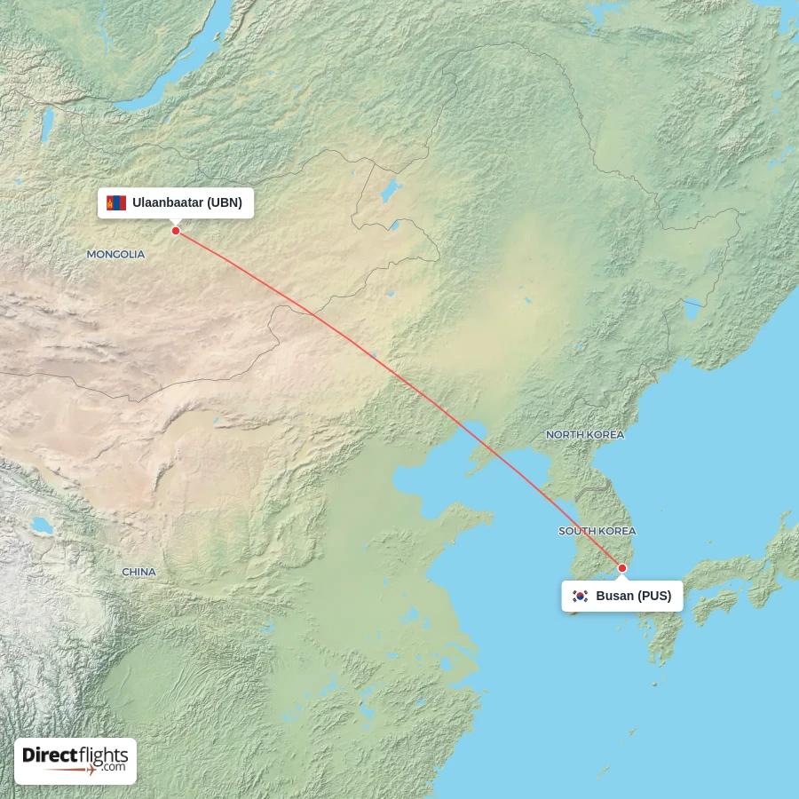 UBN - PUS route map