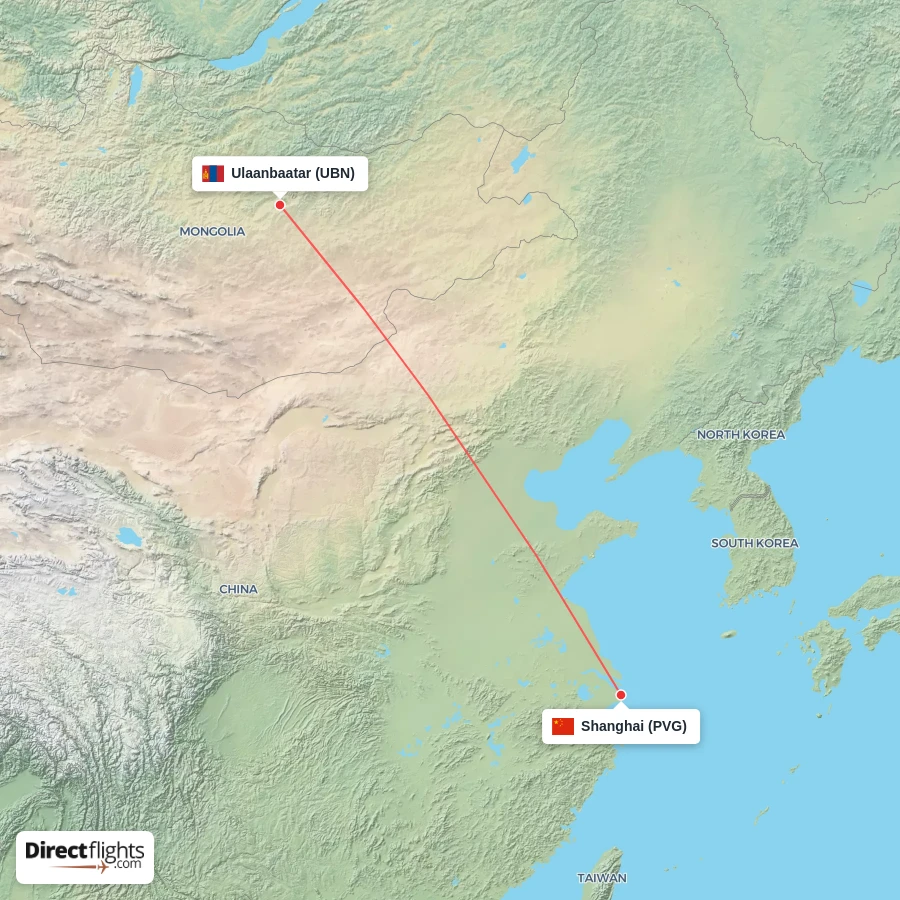 UBN - PVG route map
