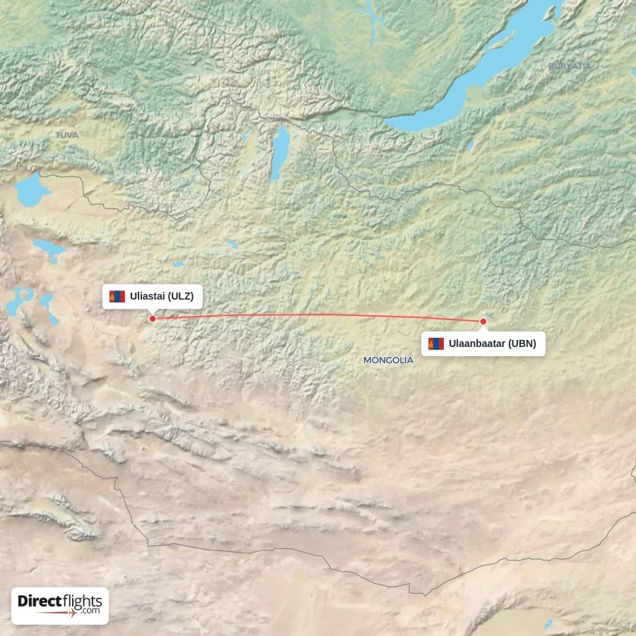 UBN - ULZ route map