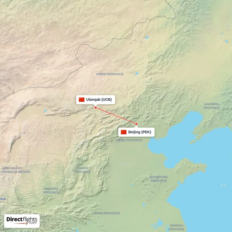 UCB - PEK route map