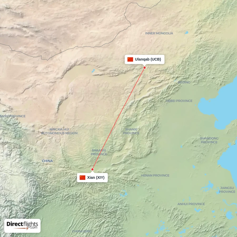 UCB - XIY route map