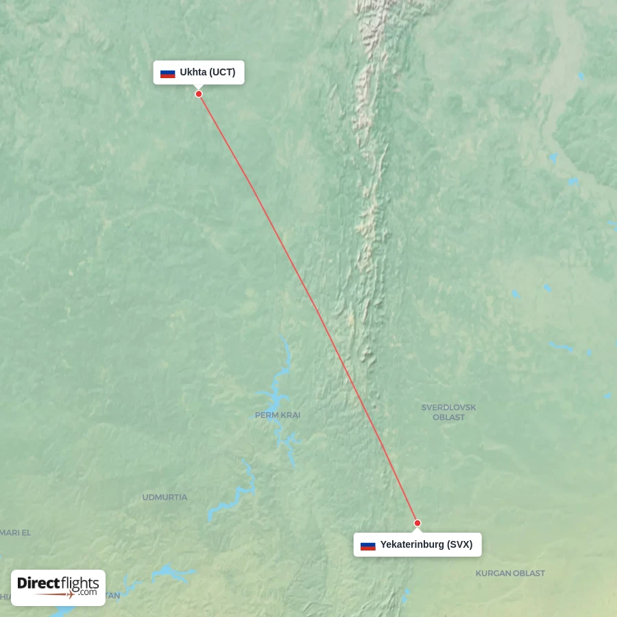 UCT - SVX route map