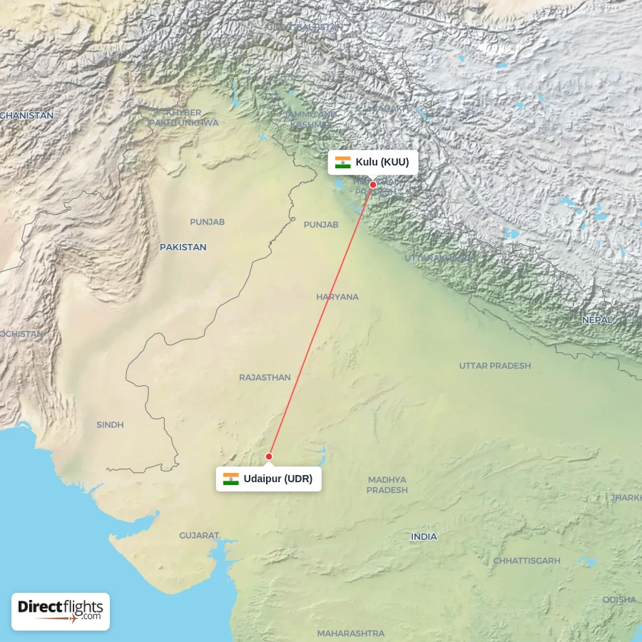 UDR - KUU route map