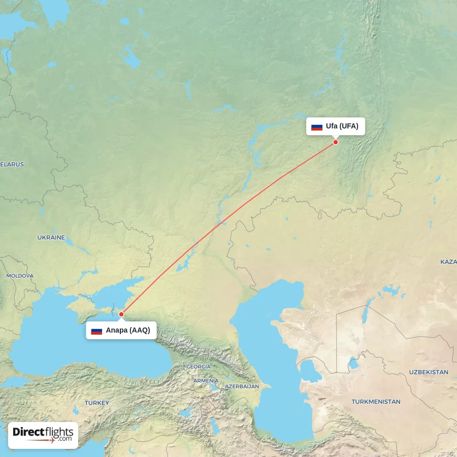 UFA - AAQ route map