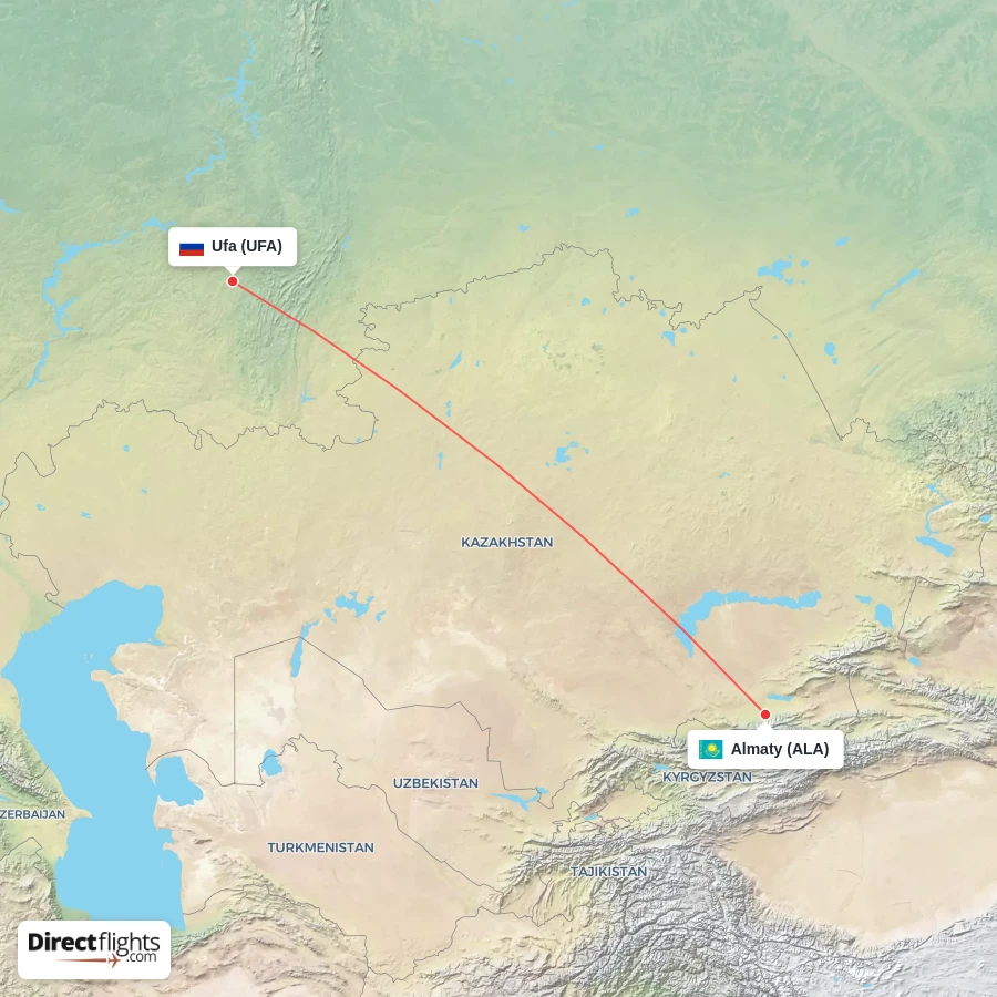 UFA - ALA route map