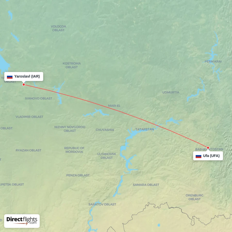 UFA - IAR route map