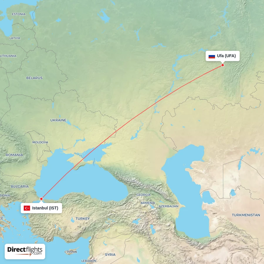 UFA - IST route map