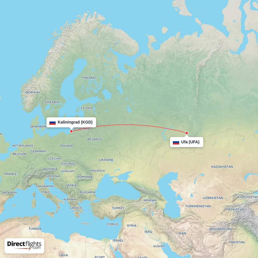 UFA - KGD route map