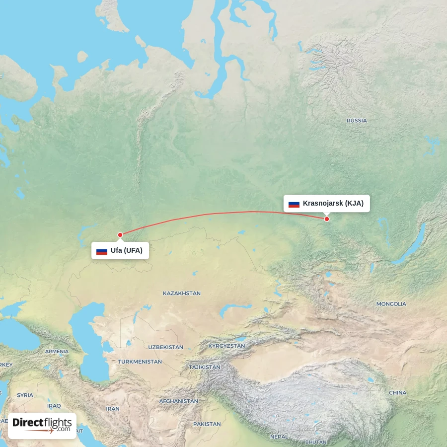 UFA - KJA route map