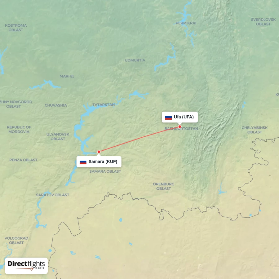 UFA - KUF route map