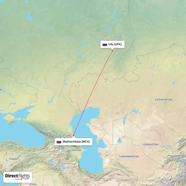 Ufa - Makhachkala direct flight map
