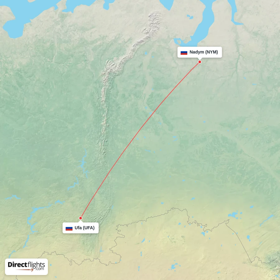UFA - NYM route map