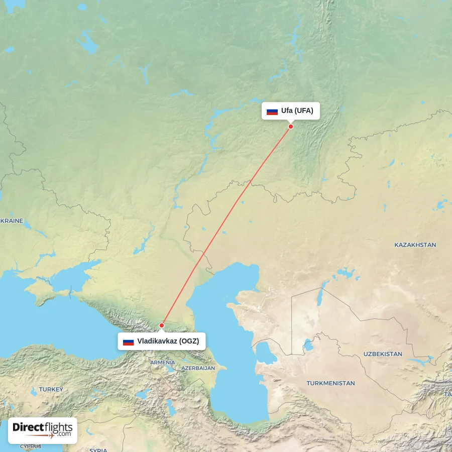 UFA - OGZ route map
