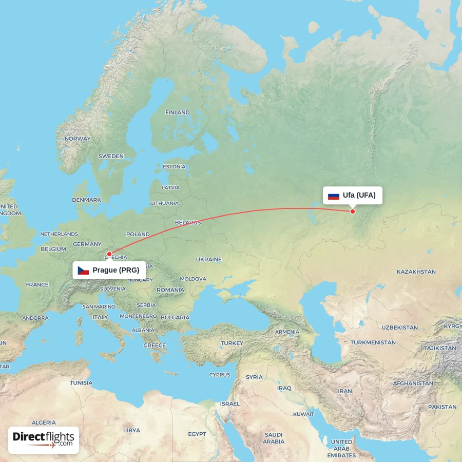 UFA - PRG route map