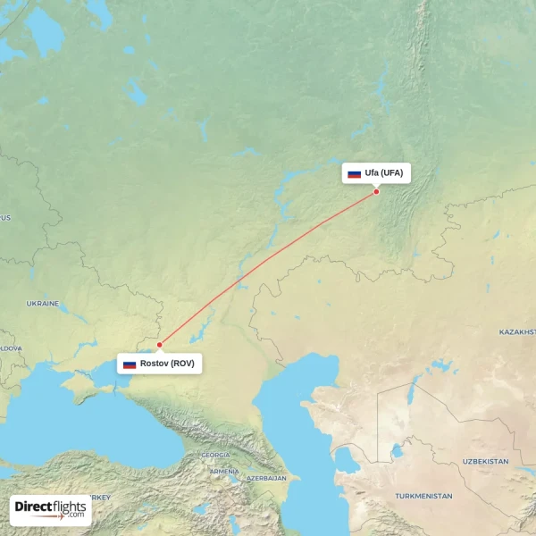 Ufa - Rostov direct flight map
