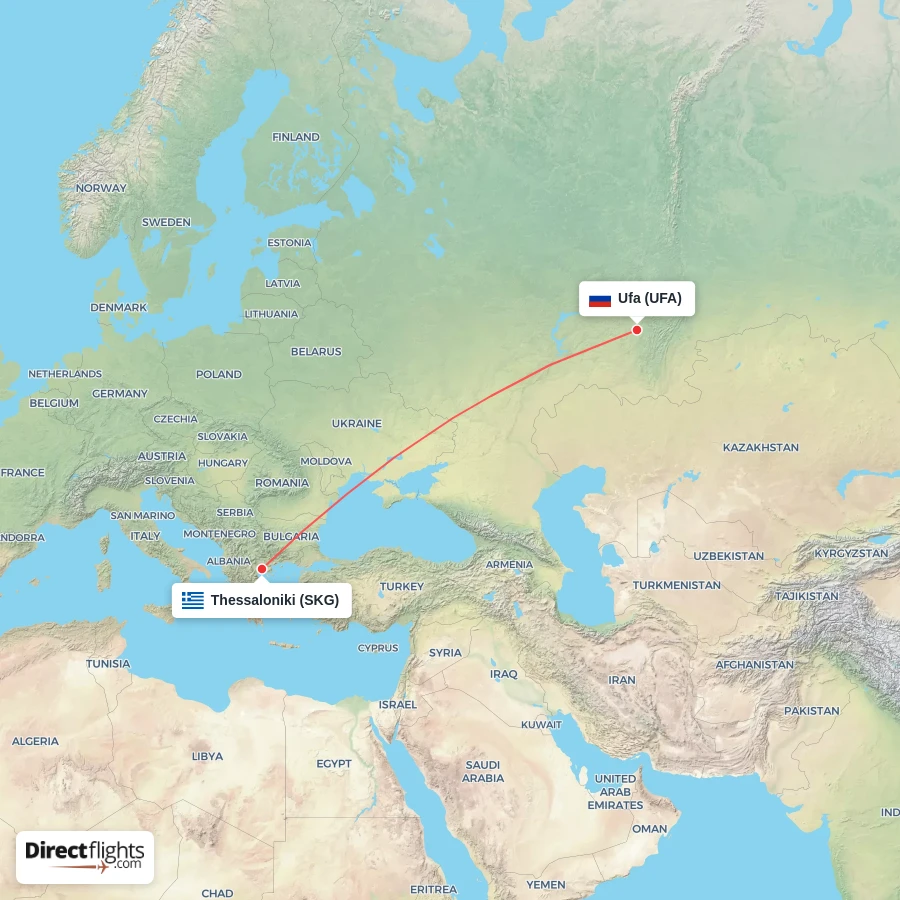 UFA - SKG route map