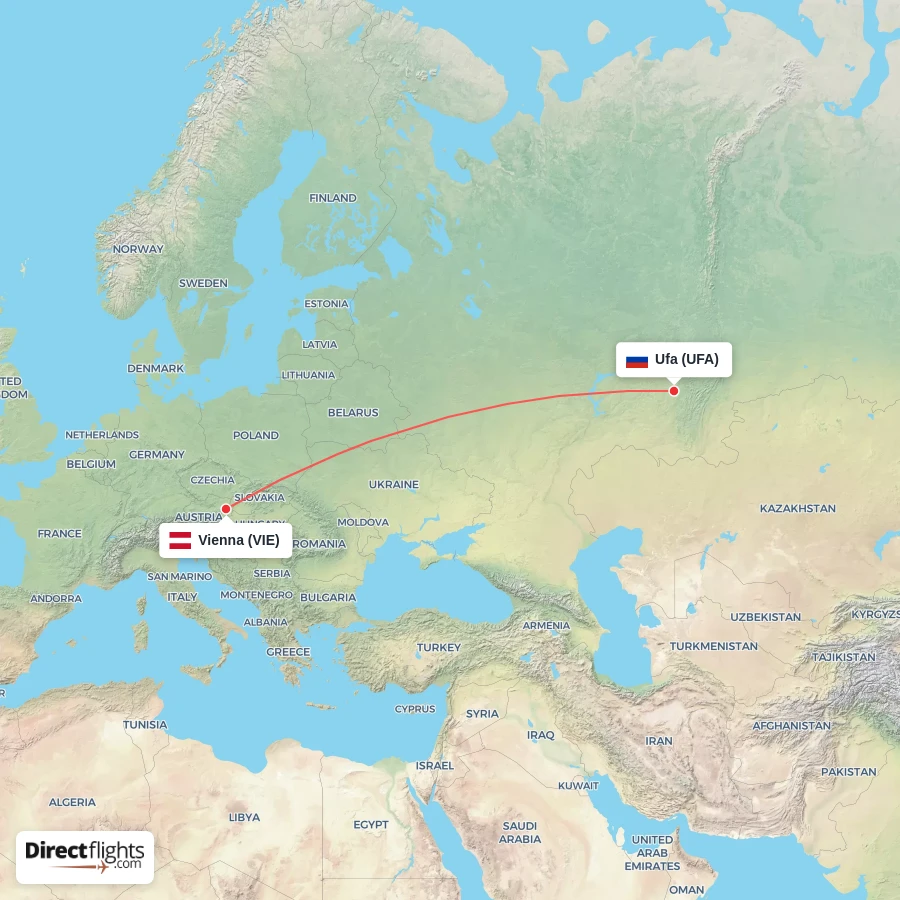 UFA - VIE route map