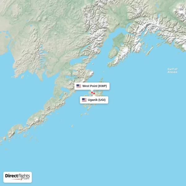 Uganik - West Point direct flight map