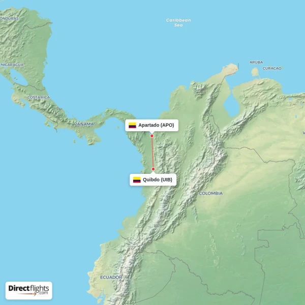 Quibdo - Apartado direct flight map