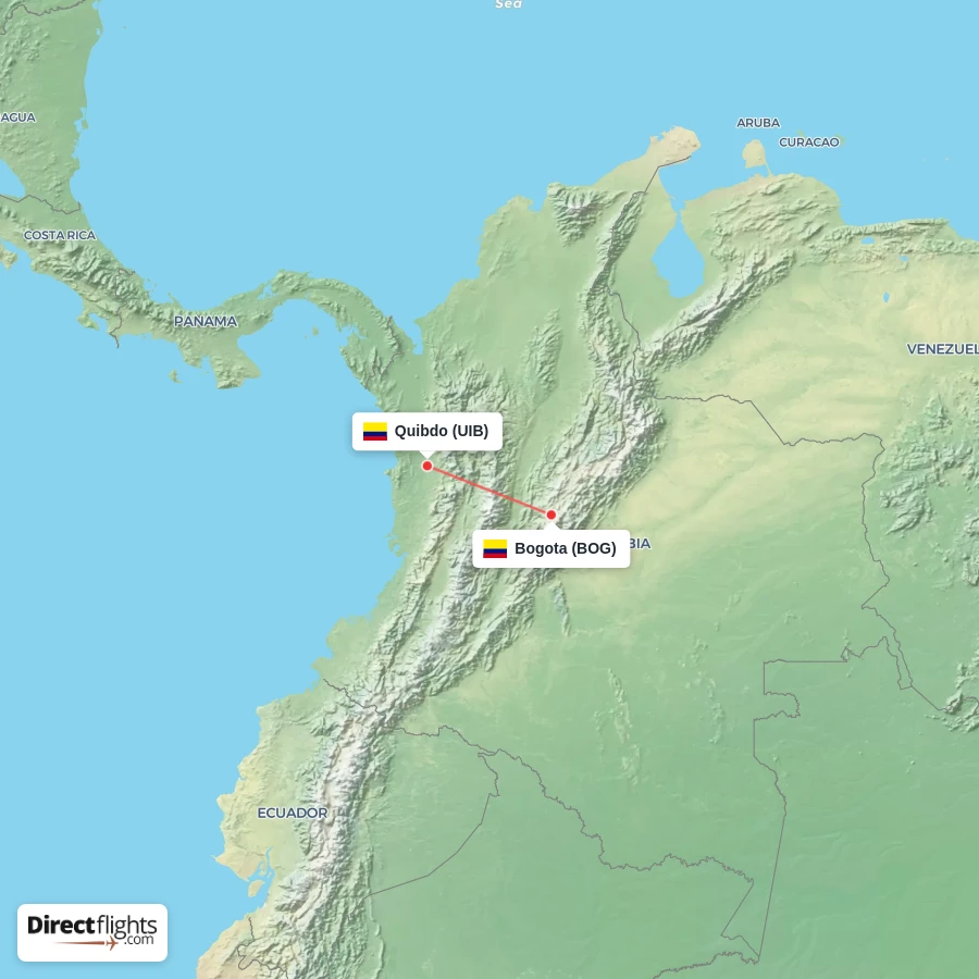 UIB - BOG route map