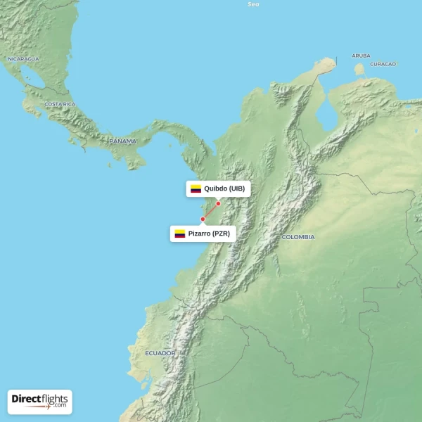 Quibdo - Pizarro direct flight map