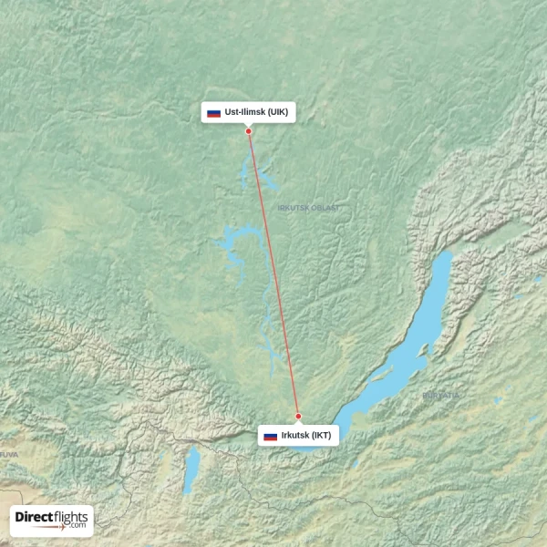 Ust-Ilimsk - Irkutsk direct flight map