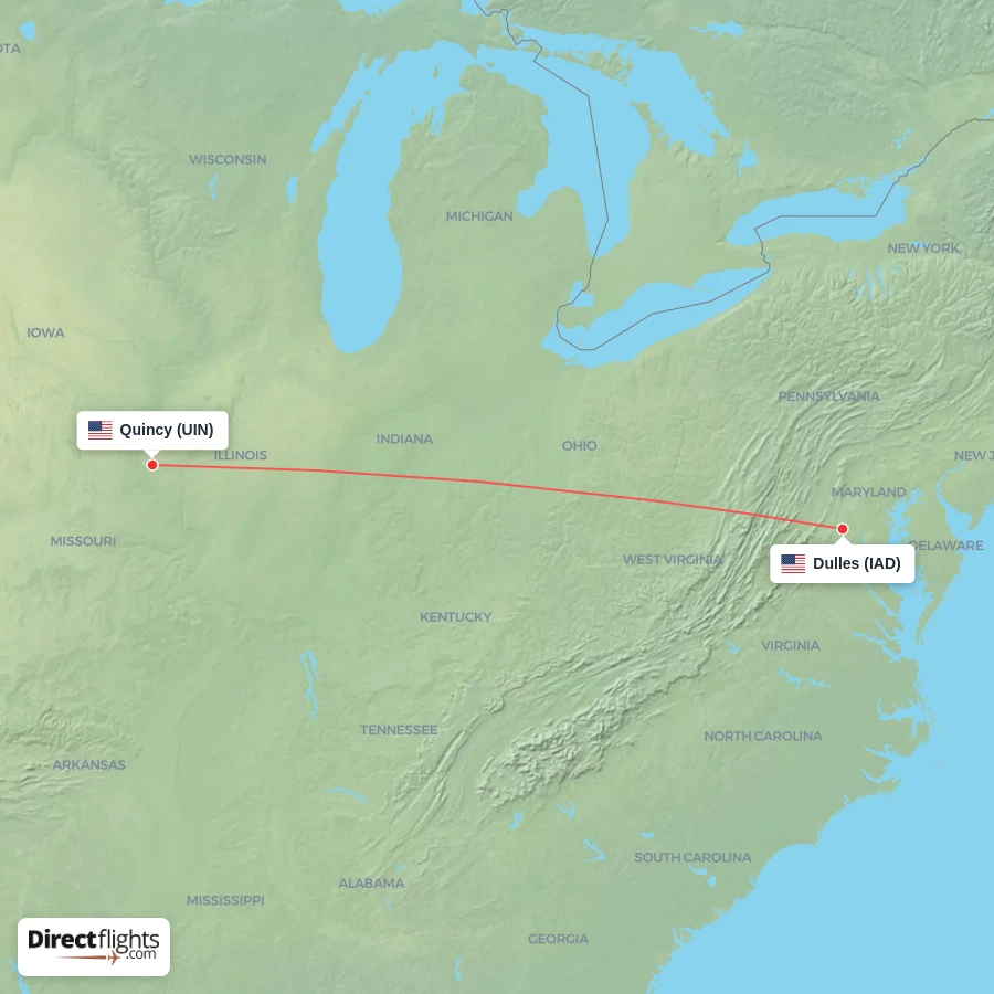 UIN - IAD route map
