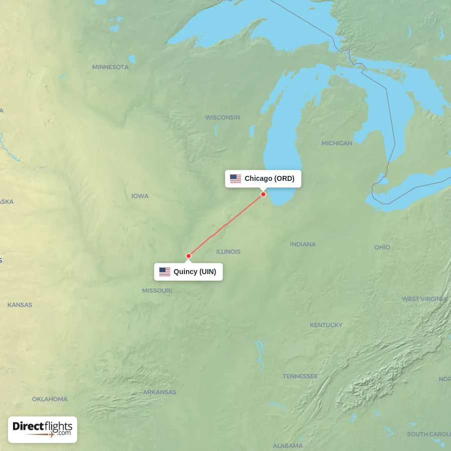UIN - ORD route map