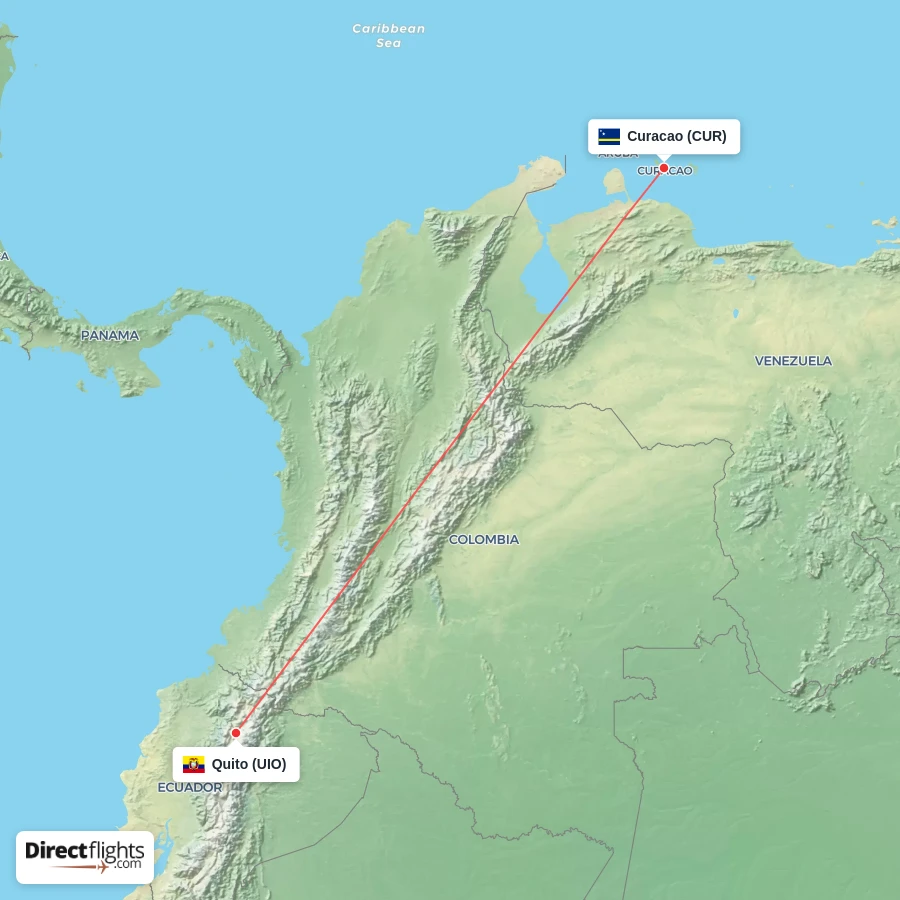 UIO - CUR route map