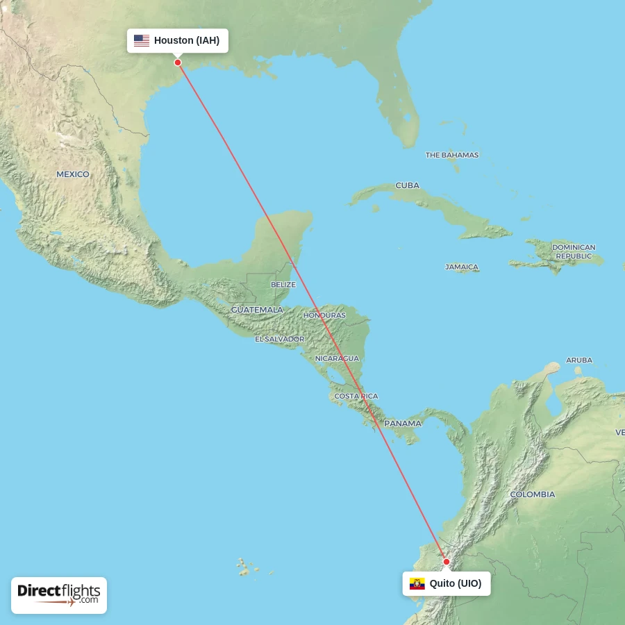 UIO - IAH route map