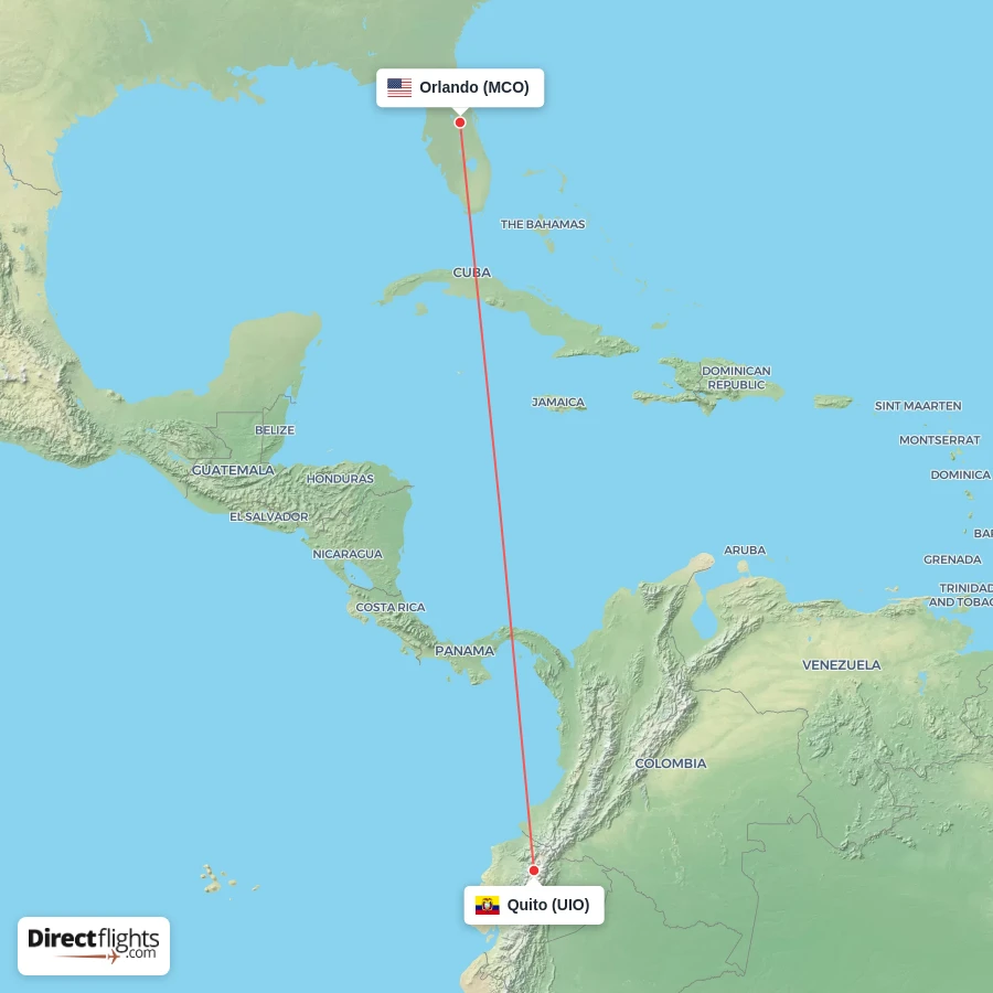 UIO - MCO route map