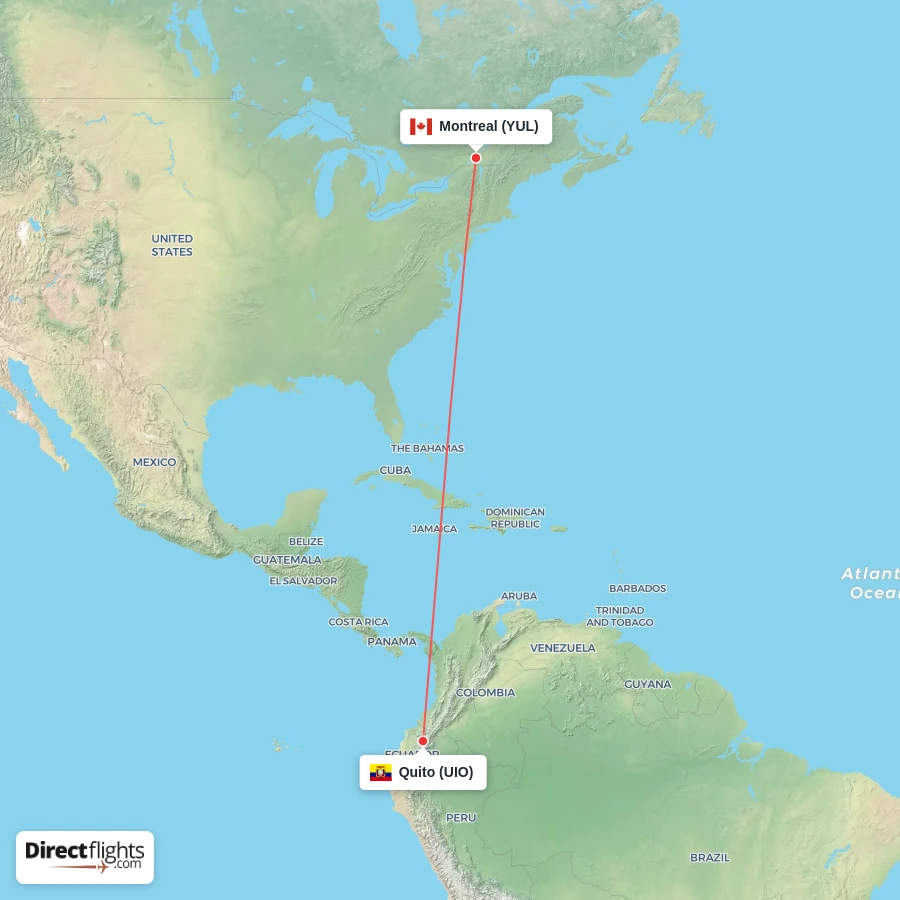 UIO - YUL route map