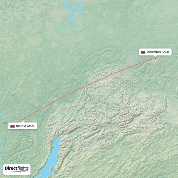 Ust-Kut - Olokminsk direct flight map