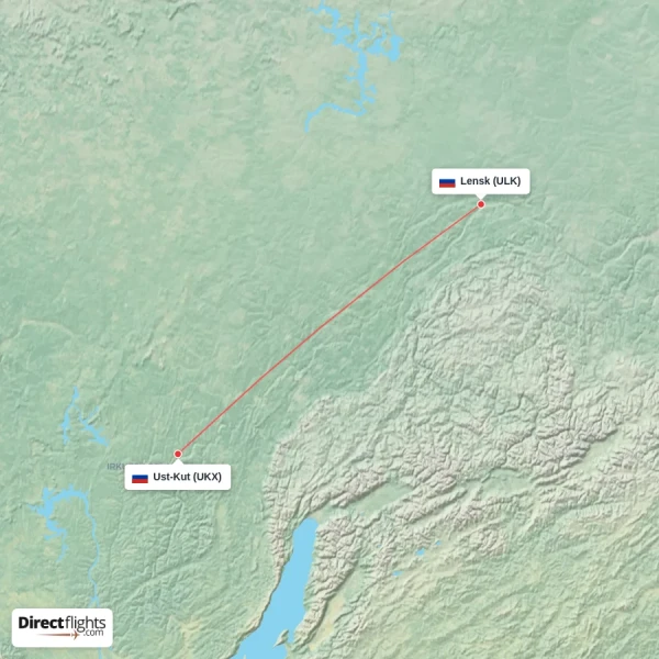 Ust-Kut - Lensk direct flight map
