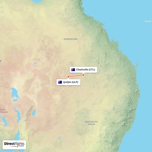 Quilpie - Charleville direct flight map