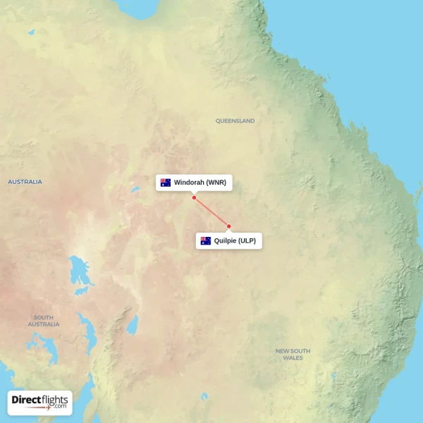 Quilpie - Windorah direct flight map