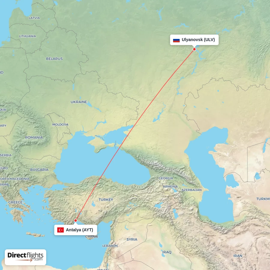 ULV - AYT route map