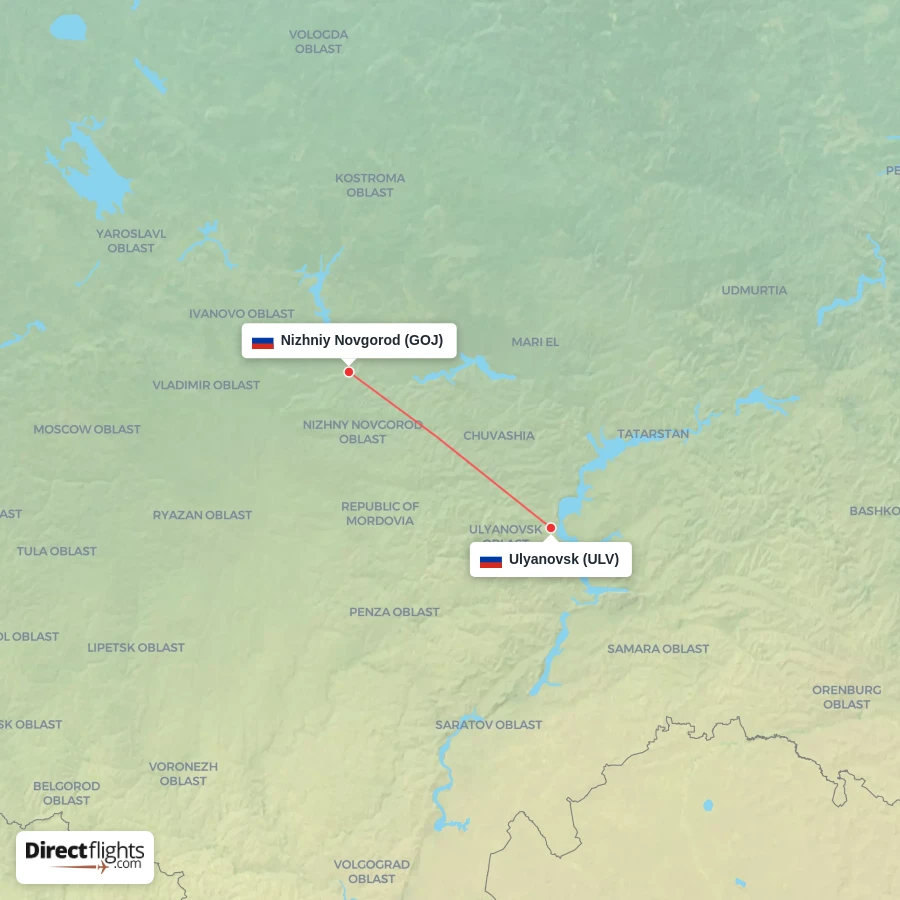 ULV - GOJ route map