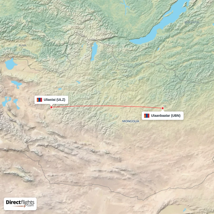 ULZ - UBN route map