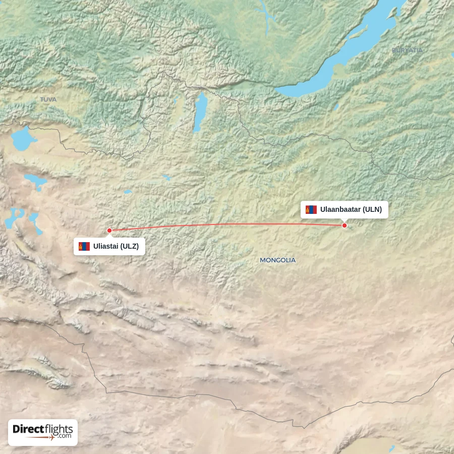 ULZ - ULN route map