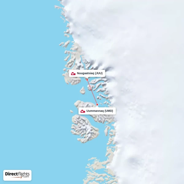 Uummannaq - Nuugaatsiaq direct flight map
