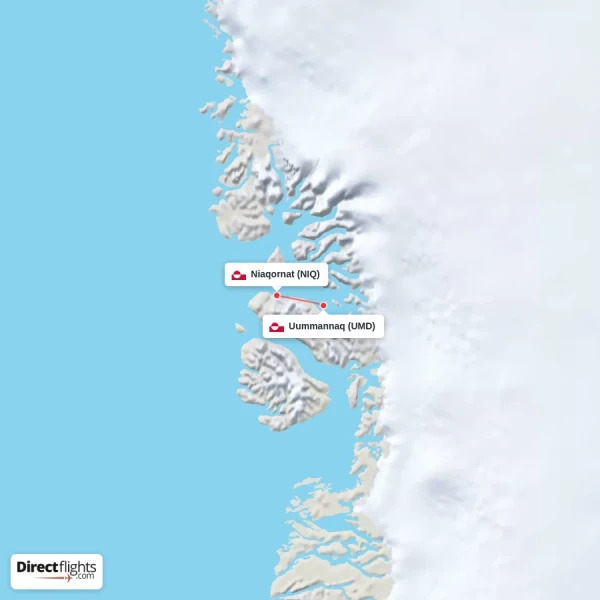 Uummannaq - Niaqornat direct flight map