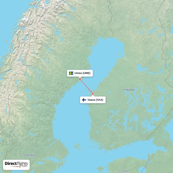 Umea - Vaasa direct flight map