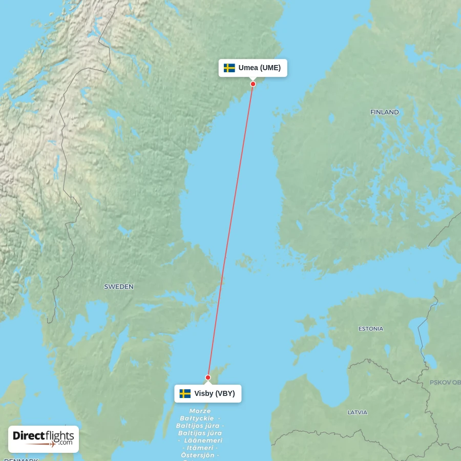 UME - VBY route map