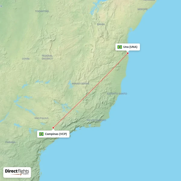 Una - Campinas direct flight map