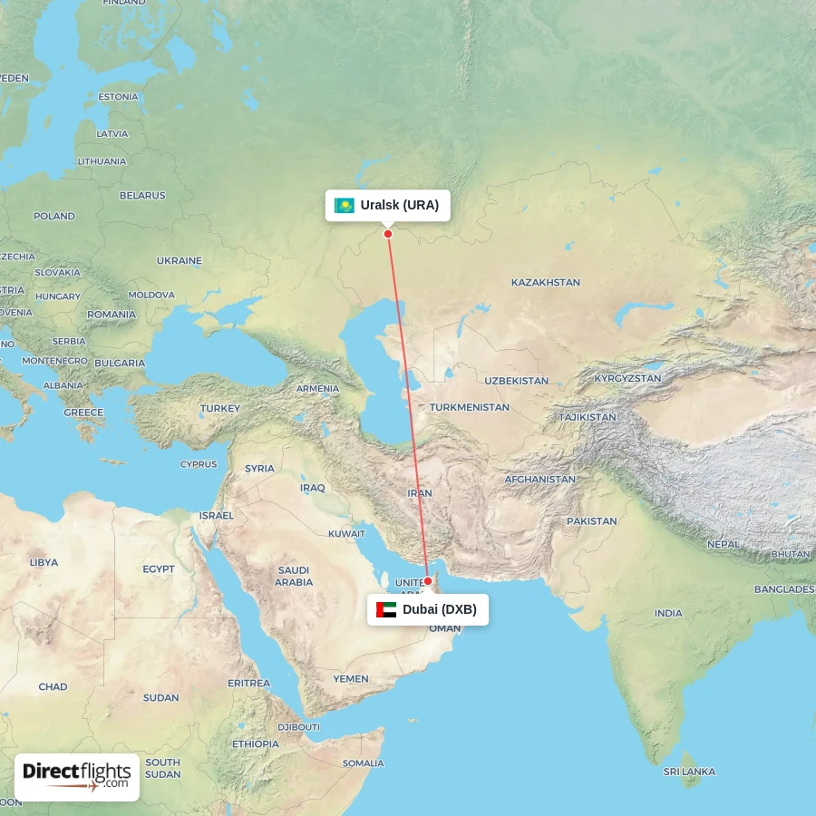 URA - DXB route map