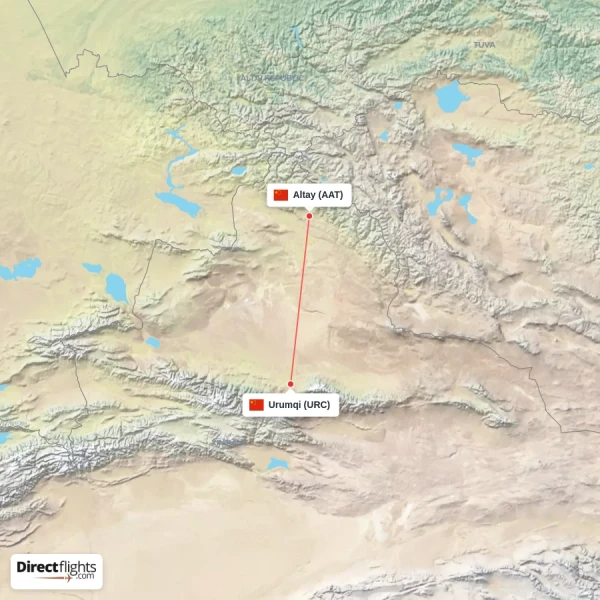 Urumqi - Altay direct flight map