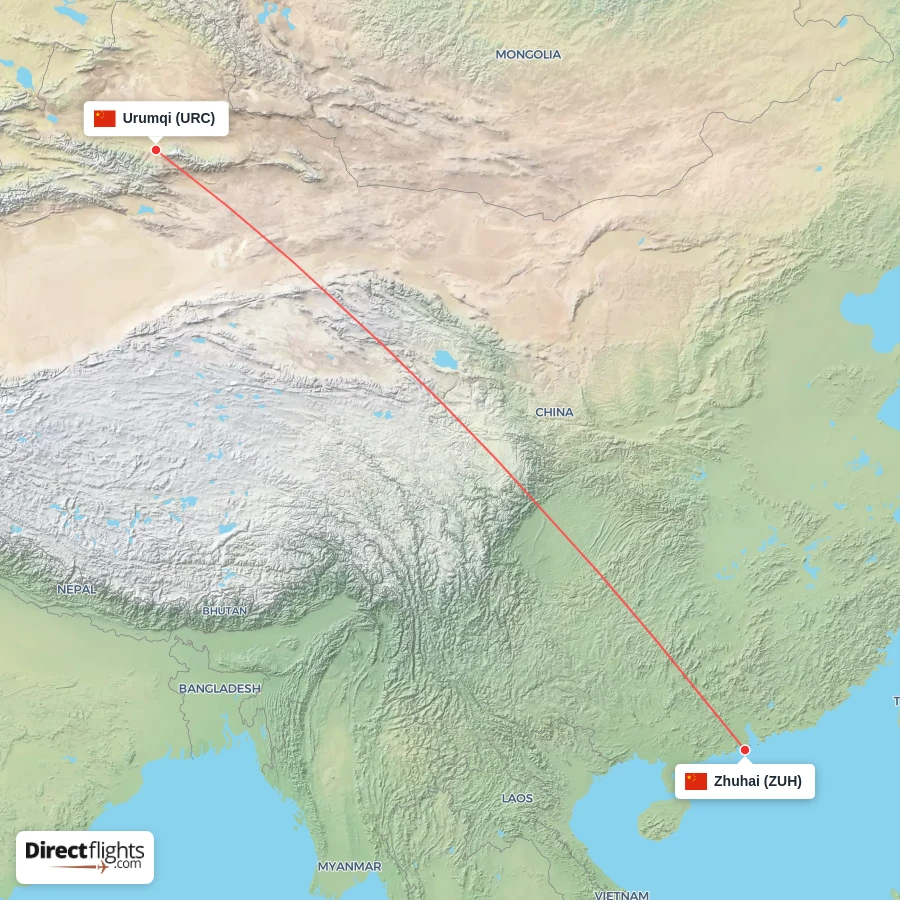 URC - ZUH route map