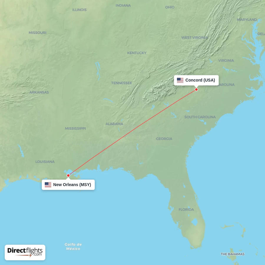 USA - MSY route map
