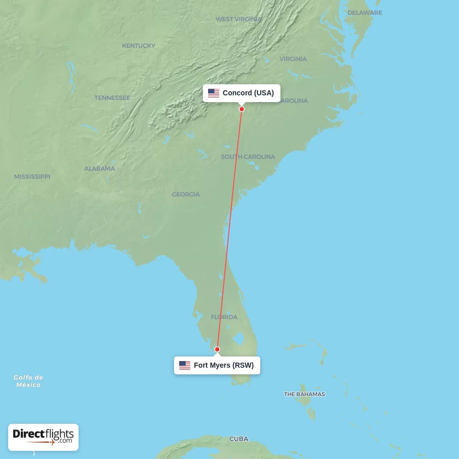 USA - RSW route map